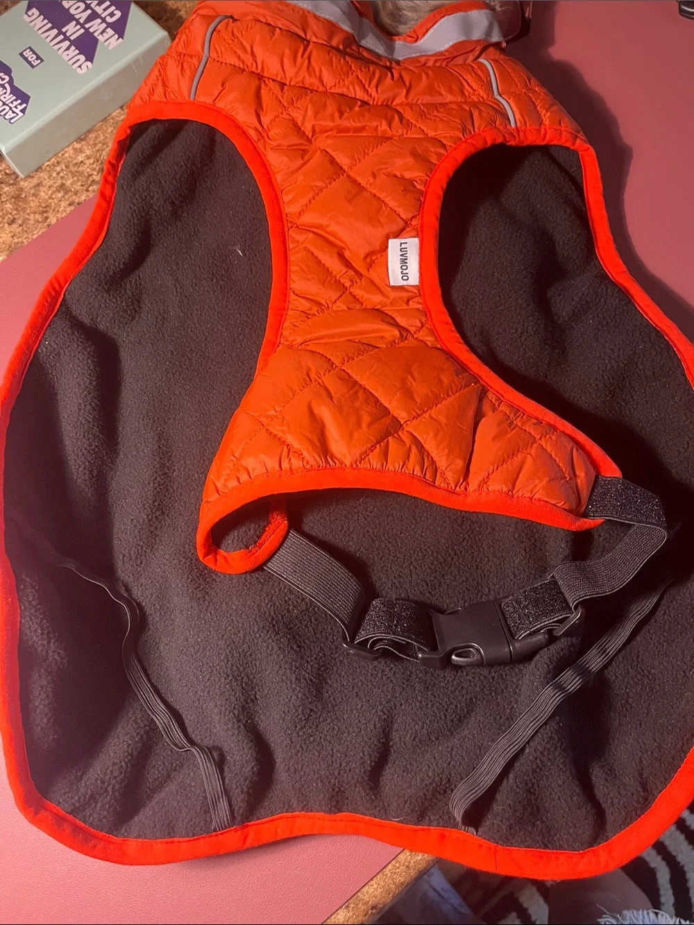 Quilted Orange Dog Puffer Coat